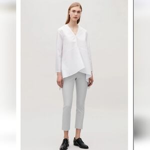 COS Slim Fit Trouser Pant Ankle Zipper Light Gray Size 38